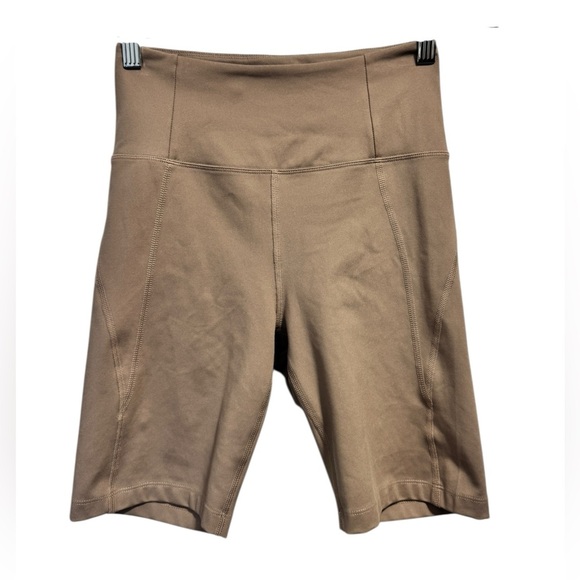 Girlfriend Collective High Waisted Biker Shorts Tan - Picture 2 of 9